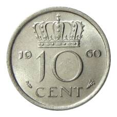 Монета 10 центов 1960 года Нидерланды (аверс)