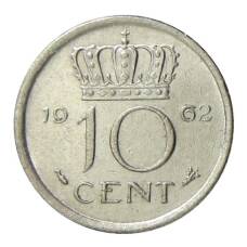 Монета 10 центов 1962 года Нидерланды (аверс)