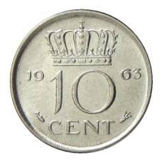 Монета 10 центов 1963 года Нидерланды (аверс)