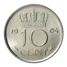 Монета 10 центов 1964 года Нидерланды (аверс)