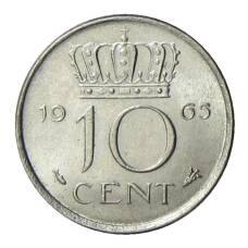 Монета 10 центов 1965 года Нидерланды (аверс)
