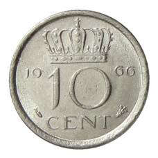 Монета 10 центов 1966 года Нидерланды (аверс)