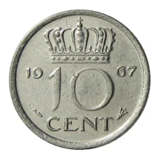 Монета 10 центов 1967 года Нидерланды (аверс)