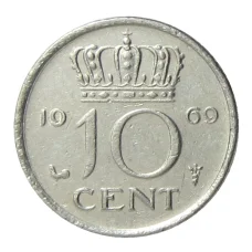 Монета 10 центов 1969 года Нидерланды (петух) (аверс)