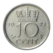 Монета 10 центов 1971 года Нидерланды (аверс)