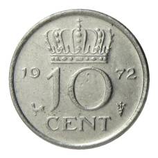 Монета 10 центов 1972 года Нидерланды (аверс)