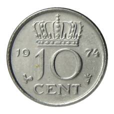 Монета 10 центов 1974 года Нидерланды (аверс)