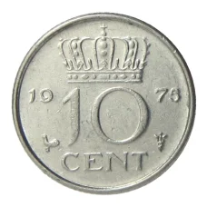 Монета 10 центов 1975 года Нидерланды (аверс)