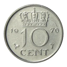 Монета 10 центов 1976 года Нидерланды (аверс)