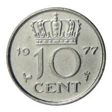 Монета 10 центов 1977 года Нидерланды (аверс)