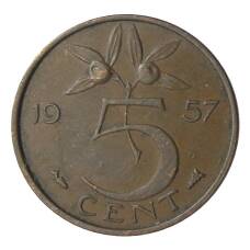 Монета 5 центов 1957 года Нидерланды (аверс)