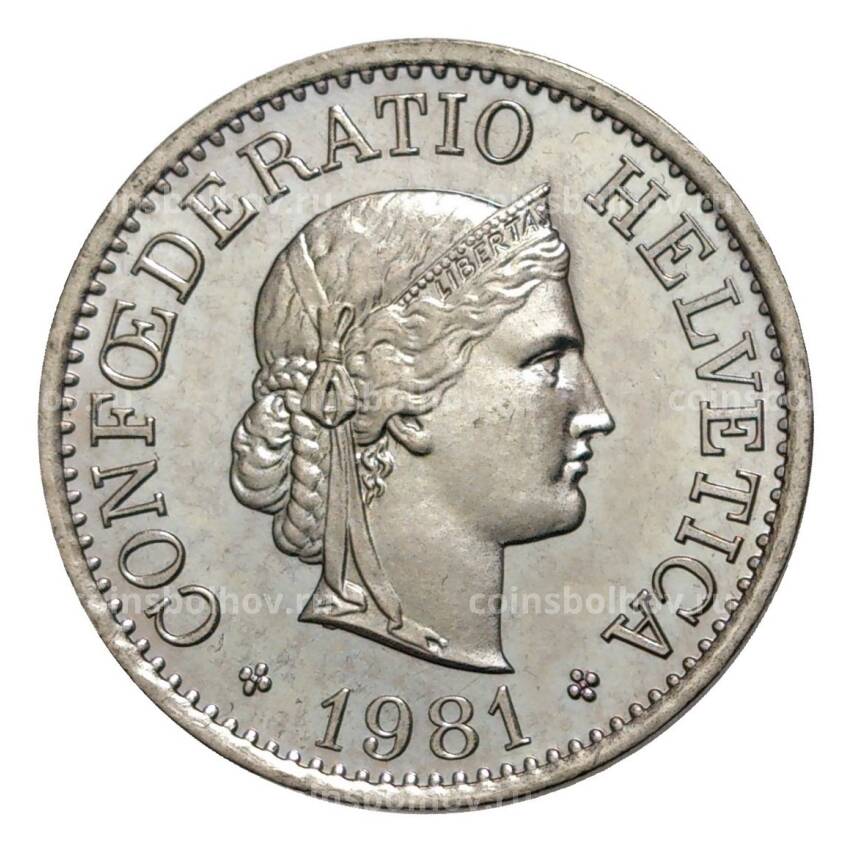 Монета 10 раппенов 1981 года Швейцария