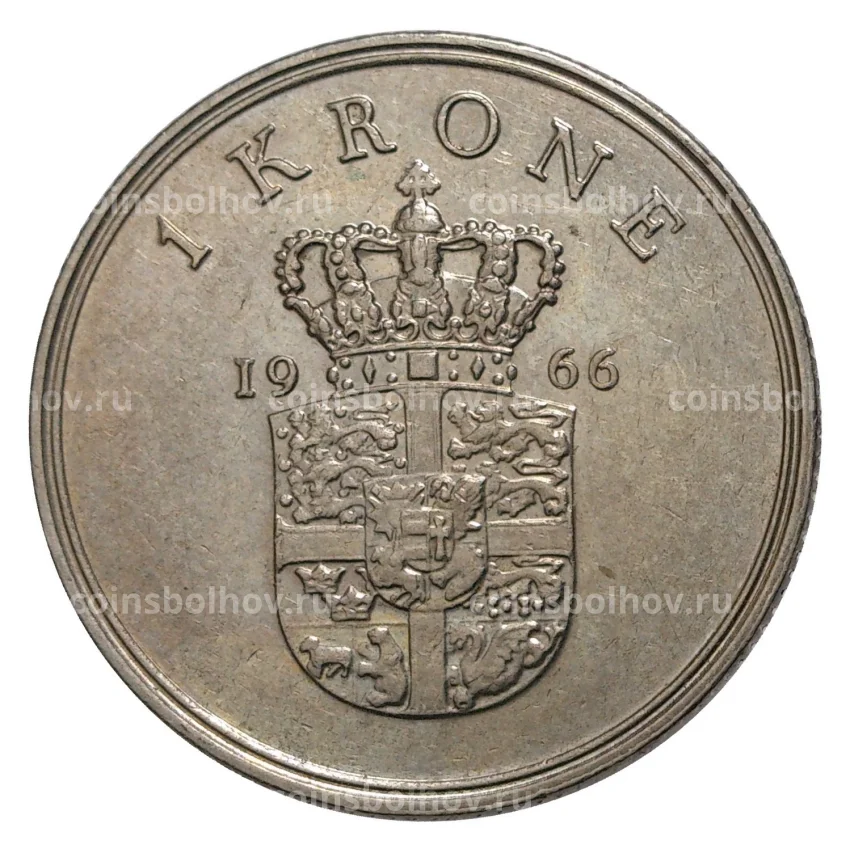 Монета 1 крона 1966 года Дания