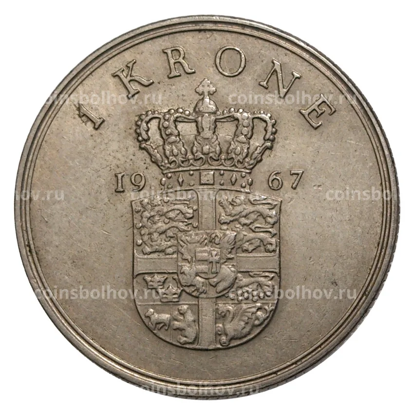 Монета 1 крона 1967 года Дания