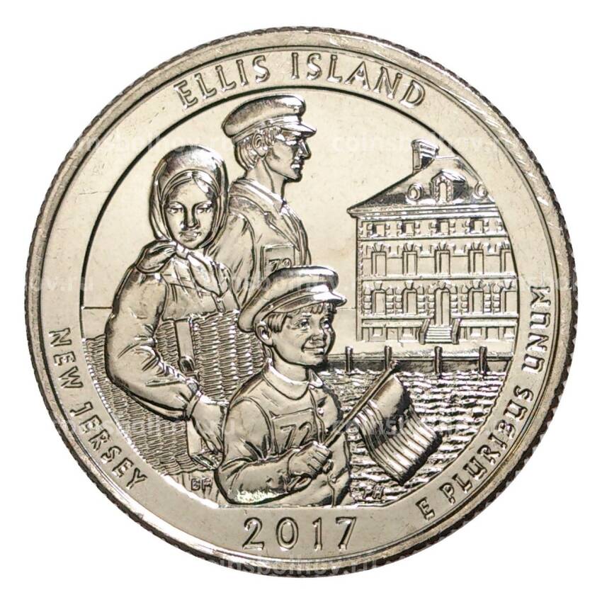 Монета 25 центов 2017 года D Национальные парки — №39 Национальный монумент острова Эллис