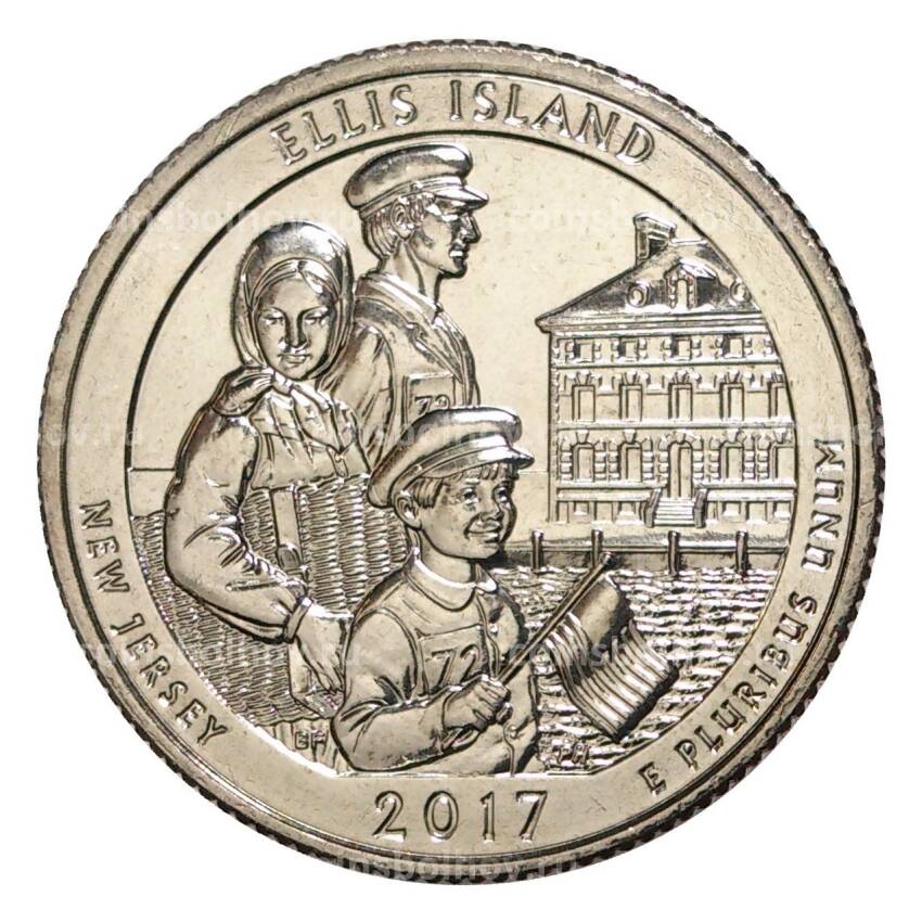 Монета 25 центов 2017 года S Национальные парки — №39 Национальный монумент острова Эллис