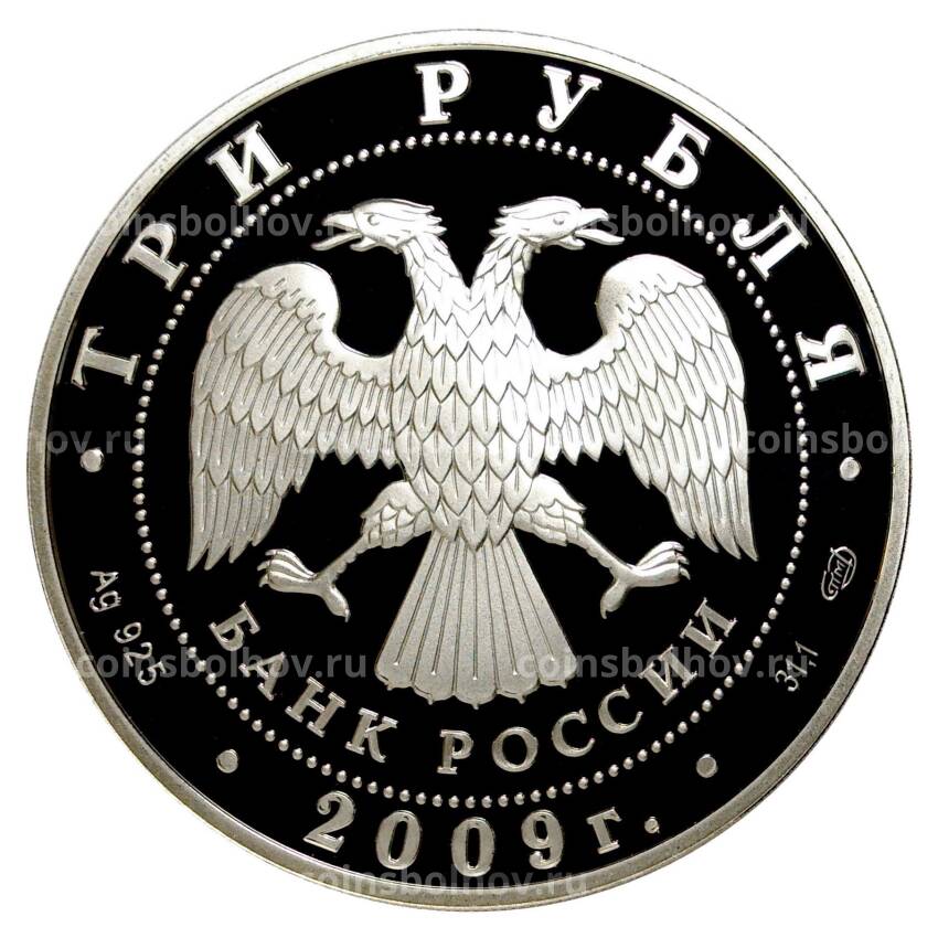 Монета 3 рубля 2009 года Витебский вокзал (вид 2)