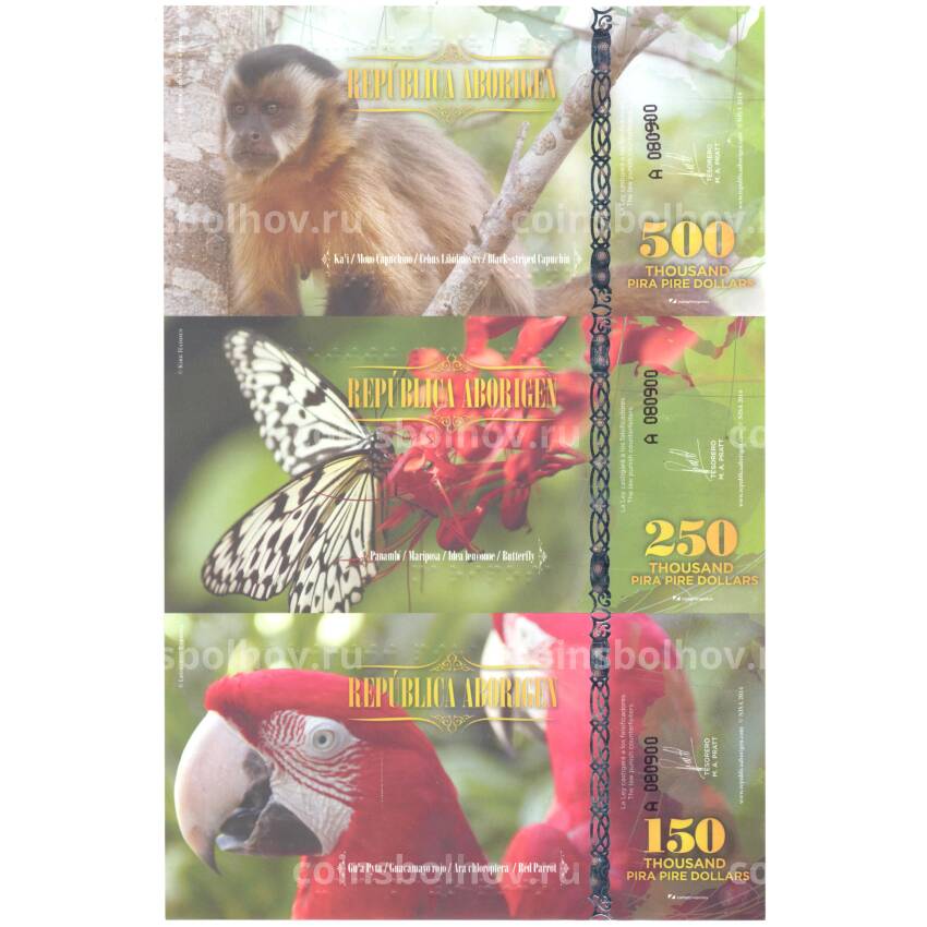 Банкнота Набор сувенирных банкнот Республика Абориген (неразрезанный)