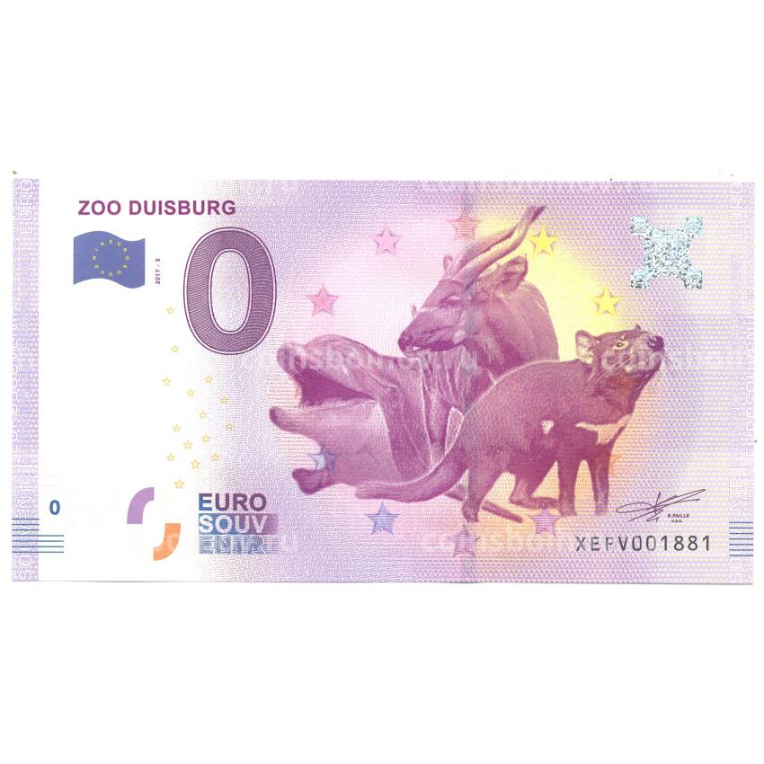 Банкнота 0 евро Германия — Зоопарк города Дюйсбург (животные)