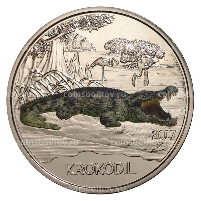 Монета 3 евро 2017 года Австрия «Животные со всего мира — Крокодил»