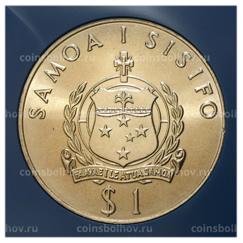 Монета 1 тала 1981 года Самоа и Сисифо «Франклин Рузвельт — Международный год инвалидов» (в оригинальной коробке) (вид 2)