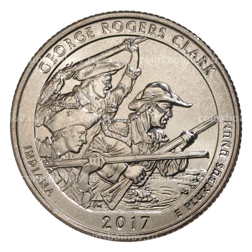 Монета 25 центов 2017 года Р Национальные парки — №40 Национальный исторический парк имени Джорджа Р. Кларка
