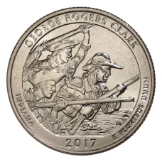 Монета 25 центов 2017 года D Национальные парки — №40 Национальный исторический парк имени Джорджа Р. Кларка (аверс)