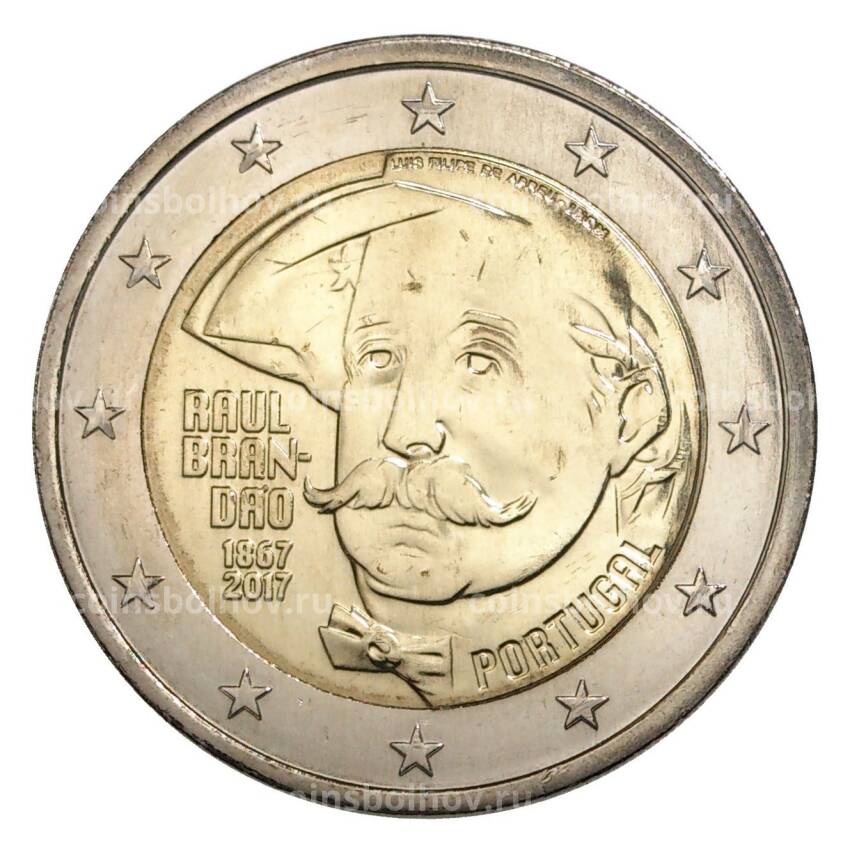 Монета 2 евро 2017 года Португалия «150 лет со дня рождения Рауля Брандао»