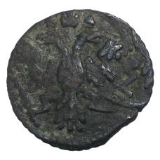 Монета Полушка 1735 года— БРАК (двойной удар) (реверс)