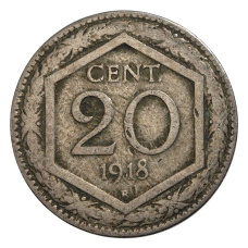 Монета 20 чентезимо 1918 года Италия (аверс)