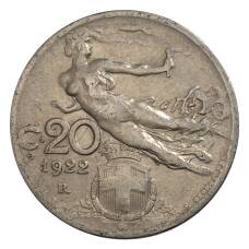 Монета 20 чентезимо 1922 года Италия (аверс)