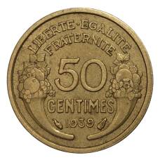 Монета 50 сантимов 1939 года Франция (аверс)
