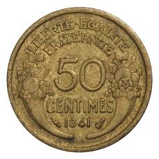 Монета 50 сантимов 1941 года Франция (аверс)