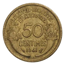 Монета 50 сантимов 1941 года Франция (аверс)