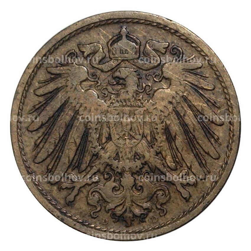 Монета 10 пфеннигов 1906 года D Германия (вид 2)