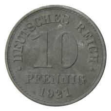 Монета 10 пфеннигов 1921 года Германия (аверс)