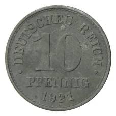 Монета 10 пфеннигов 1921 года Германия (аверс)