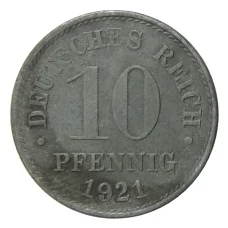Монета 10 пфеннигов 1921 года Германия (аверс)