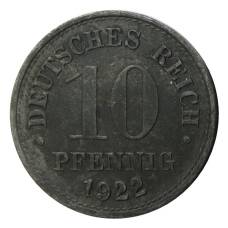 Монета 10 пфеннигов 1922 года Германия (аверс)
