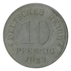 Монета 10 пфеннигов 1920 года Германия (аверс)