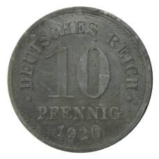 Монета 10 пфеннигов 1920 года Германия (аверс)