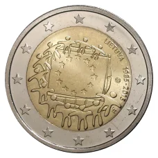 Монета 2 евро 2015 года 30 лет флагу ЕС - Литва (аверс)