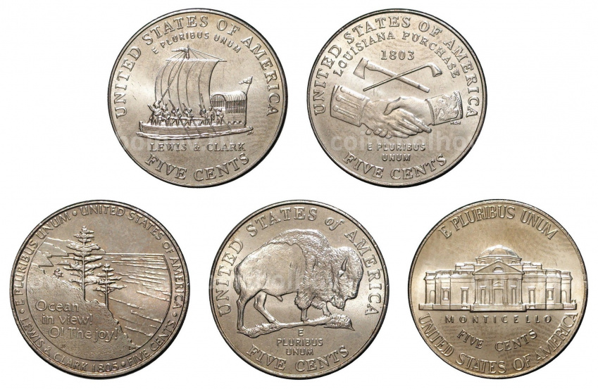 Набор монет 5 центов «200 лет освоению Дикого Запада» (в альбоме) (вид 2)