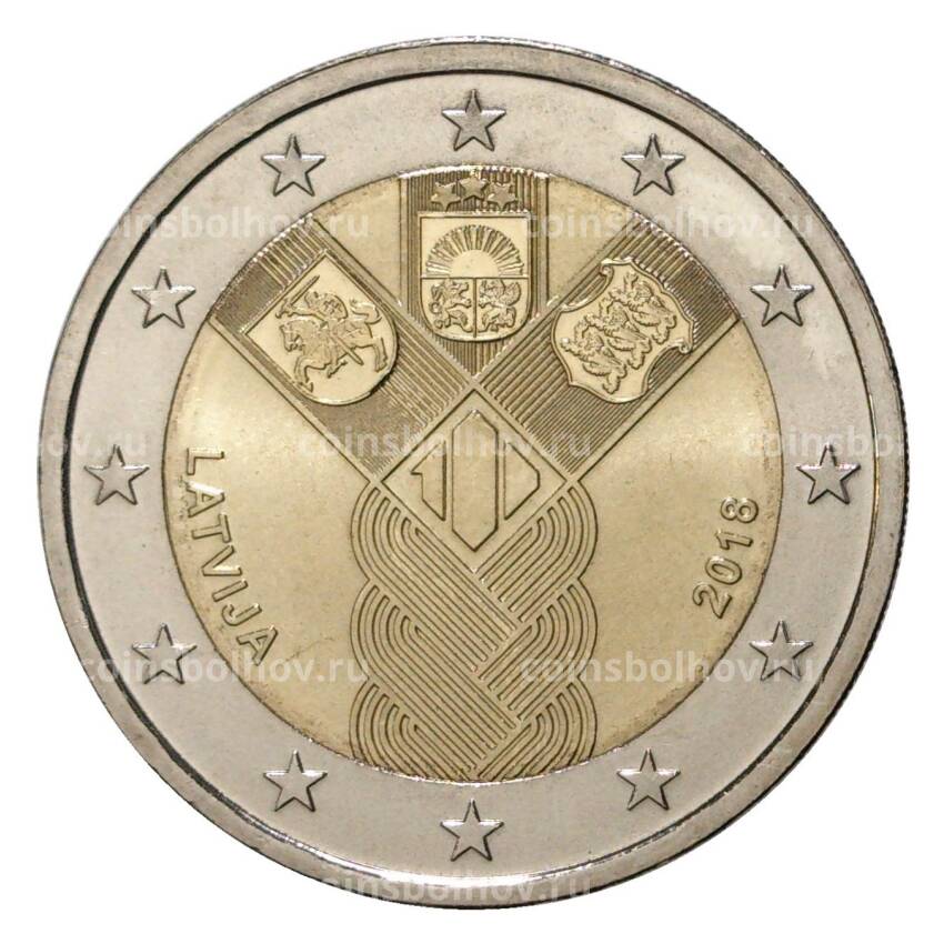 Монета 2 евро 2018 года Латвия «100 лет государствам Балтики»