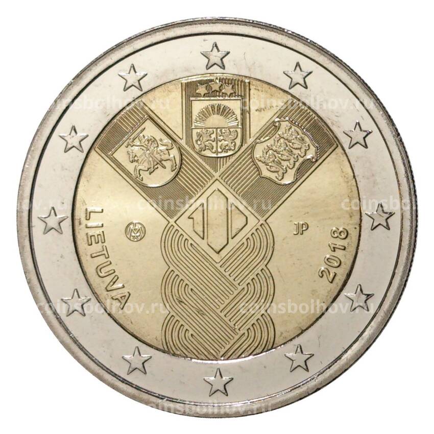 Монета 2 евро 2018 года Литва «100 лет государствам Балтики»