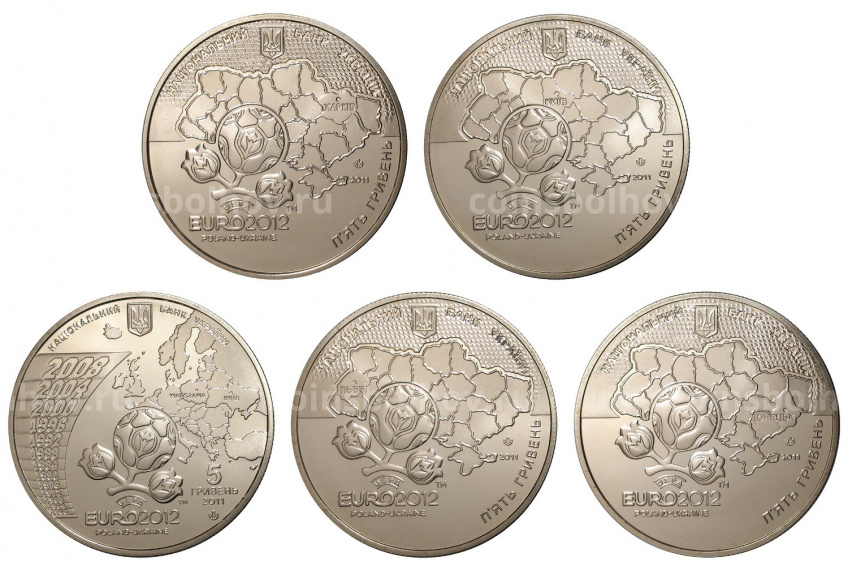 Набор монет 5 гривен 2011 года Чемпионат Европы по футболу (вид 2)