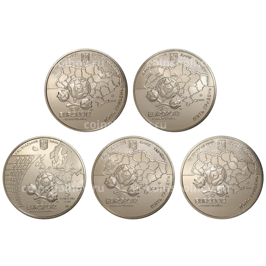 Набор монет 5 гривен 2011 года Чемпионат Европы по футболу (вид 2)