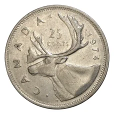 Монета 25 центов 1974 года Канада (аверс)