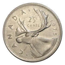 Монета 25 центов 1975 года Канада (аверс)