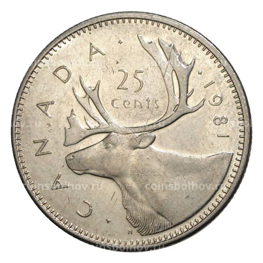 Монета 25 центов 1981 года Канада